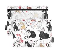KLL Chic Northern Birds Navy Blue Binder Pockets Binder Pencil Case for Rings Binder Organizer with 3 Holes for Children, Chic Lapermcats White, 1 sizex2