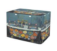 KLL Chic Russian Blue Cats Retro Bathtub Crate Covers for Dog Cages Pet Kennel Cover with Roller Shades 36 Inch