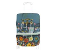 KLL Chic Russian Blue Cats Retro Bathtub Elastic large covers for luggage Scratch-Resistant Fit suitcases cover luggage protector Fit 18-32 Inch Luggage, chic Russian Blue cats Retro bathtub, S 18-20