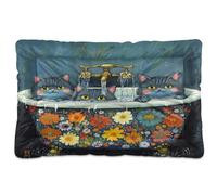 KLL Chic Russian Blue Cats Retro Bathtub Washable Dog Cat Bed Non-Slip Soft Comfortable Pet Kennel Beds for Large Jumbo Medium Small Dogs 24" x 18"