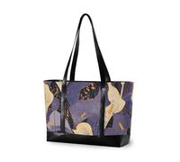 KLL Chic White and Purple Calla Lily Vintage trendy office tote bag for women with zipper large tote Large Handbag for nurse work with tablet cartera para laptop de mujer