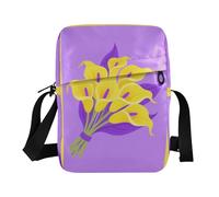 KLL Chic Yellow Calla Lily Purple Background Minimalist Style messenger bags Vegan Leather Crossbody Bags For Women Small Shopping Lady Shoulder Handbags
