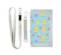 KLL Chick Country Style Valentine Trifold Card Holder Wallet for Men for Credit Cards Simple Colorful Wallets for Men Money Clip with Lanyard