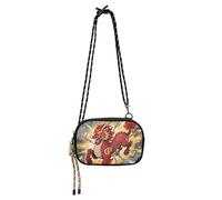 KLL Chinese Style Red Lions Cartoon Side Bag Crossbody for Womens Trendy with Adjustable Strap Small Shoulder Bags For Hiking Traveling