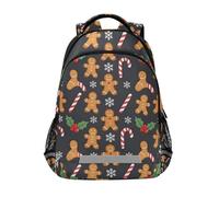 KLL Christmas Gingerbread Candy Cane Tree Holly Black Red backpack for school kids with chest clip bookbags for 1st grade school boys girls bultos escolar para ni?as