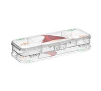 KLL Christmas Gnome Santa Snowflake Designed Clear Plastic Pencil Box