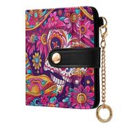 KLL Cinco De Mayo Carnival Of The Dead Ladies PU Leather Bifold Wallet Portable PU Leather Wallet for Woman Girl