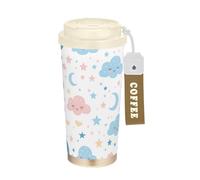 KLL Clouds and Moons Stainless Steel Insulated Coffee Cup With Lid designed Coffee Mug To Go For Hot And Cold 17 oz Leak Proof