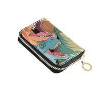 KLL Color Cartoon Animal Dinosaur Leather Wallet Card Holder Women with Cion Purse RFID Blocking Credit Card Holder Book with Zipper
