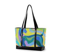 KLL Colorful Absrtact Dog Art modern laptop tote bags for women with zipper briefcases for Travel Pool Swim Beach Vacation Necessities with maletines para mujer
