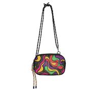KLL Colorful Abstract Lines Cross Body Bag for Womens Trendy with Credit Card Slots Small Shoulder Bags Walk the dog