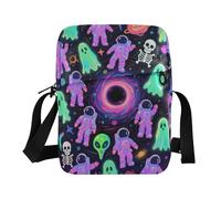 KLL Colorful Astronaut Ghosts for Happy Halloween messenger bag for women crossbody Vegan Leather crossbody bag Shopping Ladies Shoulder Handbags