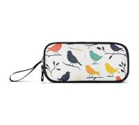 KLL Colorful Birds Nylon Big Pencil Bag High Capacity Pencil Cases Stationery for High School Teen Boys