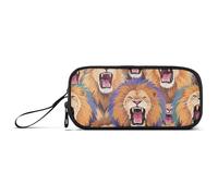 KLL Colorful Cartoon Animal Lion Cool Nylon Pencil Bag for Teens Large Capacity Pencil Cases for Teen Girls Stationery Bag for Elementary Girls