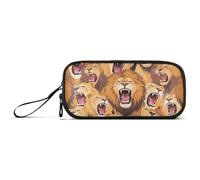 KLL Colorful Cartoon Animal Lion Nylon Boys Pencil Bag Big Capacity Pen Pencil Case Stationery Bag for High School Women