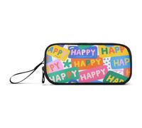 KLL Colorful Cartoon Happy Modern Nylon Pencil Bags for Girls Big Capacity Pencil Case for School Stationery Organizer for Preppy School Student