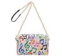 KLL Colorful Cartoon Music Symbols Fashion Crossbody Small Bags For Women Vegan Leather Casual Everyday Purse Zip Shoulder Hand Bags