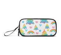 KLL Colorful Christmas Tree Rainbow Nylon Large Pencil Bag for Girls Big Capacity Zip Pencil Case Stationery Organizer for High School Man