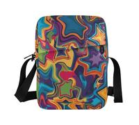 KLL Colorful Distorted Star Pattern in Pop Art Style mens messenger bag crossbody Vegan Leather Small Crossbody Bags For Women Casual Shoulder Handbags For Women