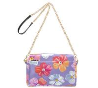 KLL Colorful Florals Purple Fashion Crossbody Bags For Women Vegan Leather Purses Cross Body Bag Zip Lady Shoulder Handbags