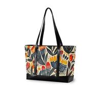 KLL Colorful Flower Folk Art Waterproof womens tote bag with zipper work totes Large Handbag for Travel Essentials Beach Gifts Birthday Gifts for Women with cartera para laptop de mujer