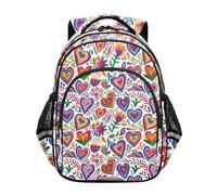 KLL Colorful Hearts and Flowers Outdoor Backpack for Teenager Book Bags Teenager Boys Travel Backpacks Size M mochila para adolescentes chicas