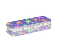 KLL Colorful Ice Hockey Player Sport Blue Designed Clear Pencil Box | Double Layer Hard Pens Case,For School,With Snap Lid