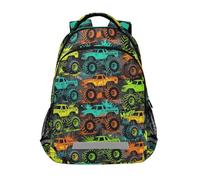 KLL Colorful monsters Trucks Pattern traveling backpacks for kids with big bookbags for 1st grade school boys girls mochila para ni?a