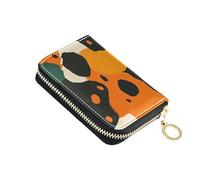 KLL Colorful Rustic Leopard Print Leather Card Holder Wallet with 2 Cash Slot RFID Blocking Mens Credit Card Holder with Zipper