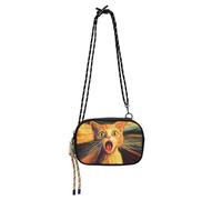 KLL Colorful Screaming Cat Illustration Anti Theft Crossbody Bag for Men Fashion with Adjustable Strap Small Black Purses Walk the dog