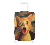 KLL Colorful Screaming Cat Illustration Elastic carry on luggage cover Dustproof suitcases cover suitcase protector Fit 18-32 Inch Luggage, Colorful screaming cat illustration, XL 29-32 in