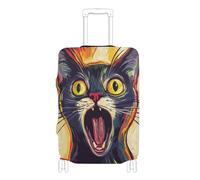 KLL Colorful Screaming Cat Illustration Elastic carry on luggage protector cover Scratch-Resistant Fit suitcase elastic cover travel essentials Fit 18-32 Inch Luggage, Colorful screaming cat