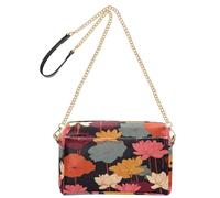 KLL Colorful Water-lilies Flower Leaves Fashion Small Crossbody Bags For Women Vegan Leather Croos Body Purses Zip Shoulder Hand Bags