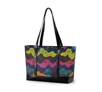 KLL Colorful Waves professional womens laptop tote bag with zipper 14inch tote bag Large Handbag for Travel Essentials Beach Gifts Birthday Gifts for Women with bolsos secret para