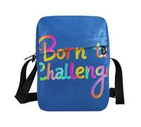 KLL Colorful Word Born To Challenge mens messenger bag crossbody Vegan Leather mens crossbody Casual Lady Shoulder Handbags