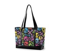 KLL Cool Cartoon Skull Art fashion bags for women for work with zipper bag 14 inch Large Handbag for Pool Gym Grocery Travel with diaper bolsos secret para mujeres