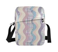 KLL Cream Colors Checkered and Wavy messenger bags Vegan Leather men's shoulder bag Shopping Shoulder Handbags