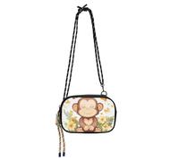 KLL Cunning Rhinopithecus White Cute Crossbody Bags Mens Beauty with Adjustable Strap Small Shoulder Bag Date
