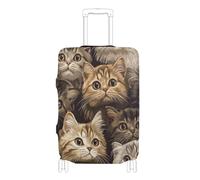 KLL Cunning Scottish Fold Cats Brown Elastic durables luggage cover Dustproof Baggage cover luggage protection Fit 18-32 Inch Luggage, cunning Scottish Fold cats Brown, S 18-20 in
