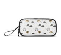 KLL Cute Animal Bear Pattern Nylon Pen Case Pencil Bag Big Capacity Zipper Mesh Pencil Case Stationery for High School Student