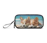 KLL Cute Animal Dogs Beach Nylon Pencil Case Pencil Bag Large Capacity Pencil Case for Teen Stationery Organizer for College Boys