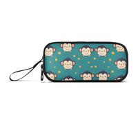 KLL Cute Animal Monkey Nylon Pencil Bag Pen Case Big Capacity Pencil Cases School Stationery for College Boys