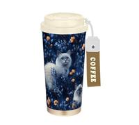 KLL Cute Balinese Cats Navy Blue Stainless Steel Coffee Cup For Car With Lid designed To Go Coffee Mugs For Hot And Cold 17 oz Leakproof