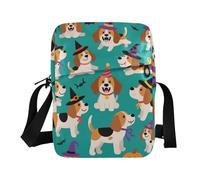 KLL Cute Brown Beagle Dog Pumpkin for Halloween men's messenger bag Vegan Leather mens shoulder bag Shopping Handbag For Travel