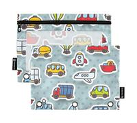 KLL Cute Bus Truck Airplane Tram Trolleybus ROCKETS Balloon Helicopter Boat Minivan Pencil Bag Binder Pencil Case for 3 Rings Binder Bag with Binder Holes for Children Office Organizer