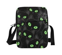 KLL Cute Cartoon Black Cat Happy Halloween small messenger bag for women Vegan Leather crossbody bag men Shopping Shoulder Handbag For Travel