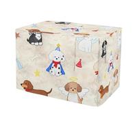 KLL Cute Cartoon Brown Sausage Dog Cage Covers for Dog Crates Puppy Wire Cage Covers Dog Crate Curtains 30 Inch