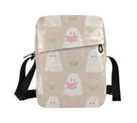 KLL Cute Cartoon Halloween White Ghosts mens messenger bag crossbody Vegan Leather Crossbody Bags For Women Small Travel Shoulder Handbags