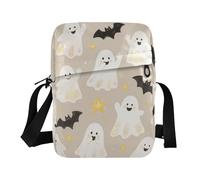 KLL Cute Cartoon Halloween White Ghosts messenger bag for women crossbody Vegan Leather Small Crossbody Bags For Women Shopping Shoulder Handbags