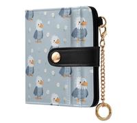 KLL Cute Cartoon Nile Bird Blue Women's Folding Wallet With Card Slots Cute Compact PU Leather Wallet for Girls Women Ladies